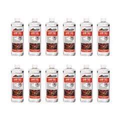 Aladdin Clear Lamp Oil Fuel - Kerosene Alternative Clean Burning Odor Free for Indoor/Outdoor Flat Wick Lanterns, Lamps and Tiki Torches, 32 ounce, Pack of 12