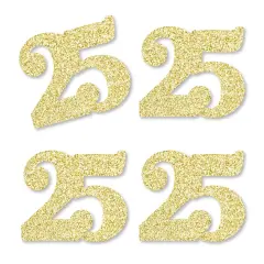 Big Dot of Happiness Gold Glitter 25 - No-Mess Real Gold Glitter Cut-Out Numbers - 25th Birthday Party Confetti - Set of 24