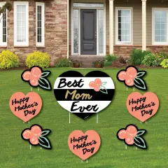 Big Dot of Happiness Best Mom Ever - Yard Sign & Outdoor Lawn Decorations - Mother's Day Yard Signs - Set of 8