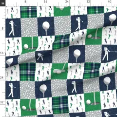 Various Fabrics by the Yard or Fat Quarter Golf Patchwork Golfing Green Navy Gray Plaid Custom Printed Fabric by Spoonflower