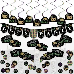Big Dot of Happiness Mardi Gras - Masquerade Party Supplies Decoration Kit - Decor Galore Party Pack - 51 Pieces