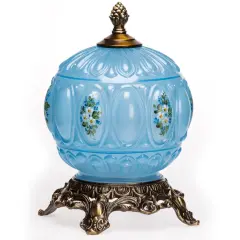 Mosser Glass Dainty Daisy Electric Nite Lite Lamp Blue Floral Glass