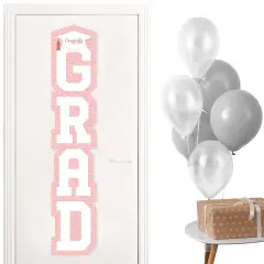 Big Dot of Happiness Rose Gold Graduation Banner - Vertical Shaped Banner Decorations