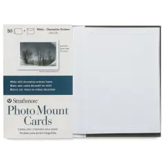 Strathmore Photo Mount Cards and Envelopes - White, Decorative Emboss, Pkg of 50