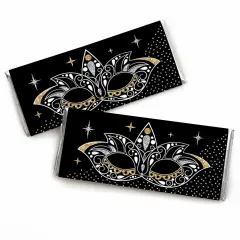 Big Dot of Happiness Masquerade - Candy Bar Wrapper Carnival Mask Party Favors - Set of 24