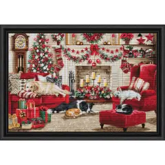Luca-S Waiting for Santa Kit & Frame Counted Cross-Stitch Multi
