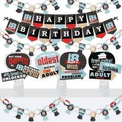 Big Dot of Happiness Boy 18th Birthday - Banner and Photo Booth Decorations - Eighteenth Birthday Party Supplies Kit - Doterrific Bundle