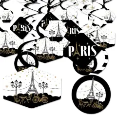 Big Dot of Happiness Stars Over Paris - Parisian Themed Party Hanging Decor - Party Decoration Swirls - Set of 40