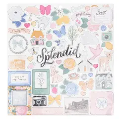 Maggie Holmes Parasol Chipboard Stickers 12"X12"-Icons & Phrase