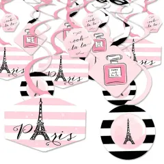 Big Dot of Happiness Paris, Ooh La La - Paris Themed Baby Shower or Birthday Party Hanging Decor - Party Decoration Swirls - Set of 40