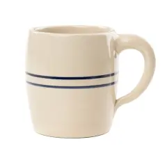 Martinez Pottery Heritage Blue Stripe Stoneware Barrel Mug, USA Made, 16 oz