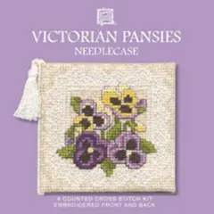 Textile Heritage Needle Case Counted Cross Stitch Kit - Victorian Pansies Multicolor