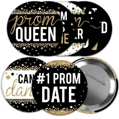 Big Dot of Happiness Prom - 3 inch Prom Night Party Badge - Pinback Buttons - Set of 8