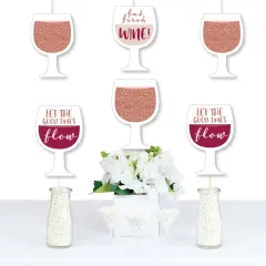 Big Dot of Happiness But First, Wine - Wine Glass Decorations DIY Wine Tasting Party Essentials - Set of 20