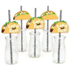 Big Dot of Happiness Taco 'Bout Fun - Paper Straw Decor - Fiesta Striped Decorative Straws - Set of 24
