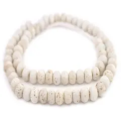The Bead Chest&reg; Ancient Style Java Glass Beads, 24+ Inch Strand, 11mm Beads, Available in 13 Colors White