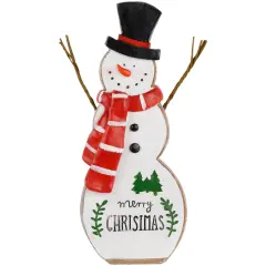 Northlight Wooden Snowman "Merry Christmas" Decoration - 8.5" White