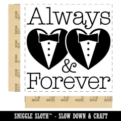 Mr and Mr Always and Forever Wedding Tuxedo Hearts Self-Inking Rubber Stamp Ink Stamper Black
