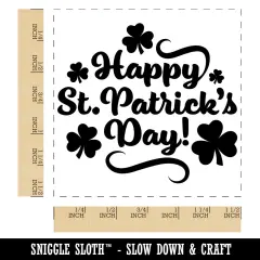 Happy Saint Patrick's Day with Shamrocks Self-Inking Rubber Stamp Ink Stamper Blue
