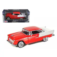 1955 Chevrolet Bel Air Red 1/24 Diecast Model Car by Motormax