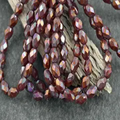 *20* 5x7mm Bronze AB Washed Burnt Orange Fire Polished Faceted Oval Beads