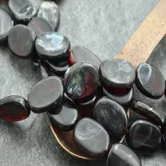 *10* 19x14mm Dark Ruby Red Picasso Flat Oval Beads