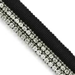 Rhinestone Lip Cord Trim Black
