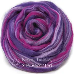 100% Merino Wool Roving. Soft Colorful Combed Top Roving for Felting, Spinning, Fiber Arts. She Persisted