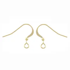 JewelrySupply Gold Filled Flat Fish Hook Earring Wires with2mm Bead (1 Pair of Gold Filled Earrings)