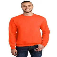 Port & Company&reg; Essential Fleece Crewneck Long Sleeve Sweatshirt Safety orange