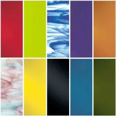 COE 96: 6" Square Assorted Variety Colors & Patterns Fusible Glass-10 Pack