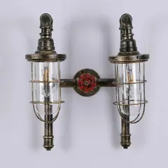 Vintage Wall Light Industrial Water Pipe Wall Lamp Glass Lampshade Wall Sconce