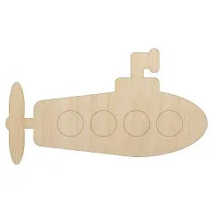 Submarine Doodle Unfinished Wood Shape Piece Cutout for DIY Craft Projects