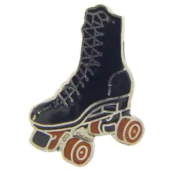 Roller Skate Pin Black 1"