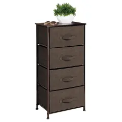 mDesign Tall Dresser Storage Tower Stand with 4 Fabric Drawers