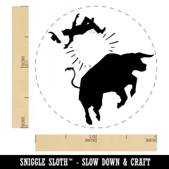 Rodeo Bull Bucking Throwing Cowboy Self-Inking Rubber Stamp for Stamping Crafting Planners Black