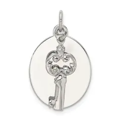 Sterling Silver Key & Tag Charm Pendant FindingKing Jewerly 27mm x 17mm