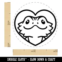 Bearded Dragon Lizard Inside of Heart Self-Inking Rubber Stamp Ink Stamper for Stamping Crafting Planners Orange