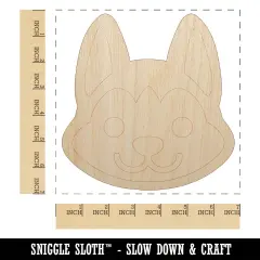 Chibi Husky Dog Head Unfinished Wood Shape Piece Cutout for DIY Craft Projects