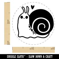 Happy Slow Kawaii Chibi Snail Self-Inking Rubber Stamp for Stamping Crafting Planners Orange