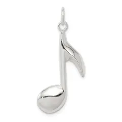 Sterling Silver Music Note Charm Pendant Jewelry 27mm x 15mm