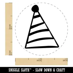 Striped Birthday Hat Self-Inking Rubber Stamp for Stamping Crafting Planners Brown