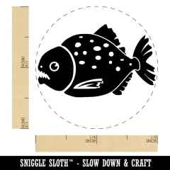 Toothy Piranha Fish Self-Inking Rubber Stamp for Stamping Crafting Planners UV