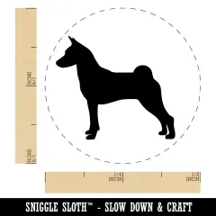 Basenji Dog Solid Self-Inking Rubber Stamp for Stamping Crafting Planners Blue