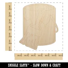 Paint Can with Brush Unfinished Wood Shape Piece Cutout for DIY Craft Projects