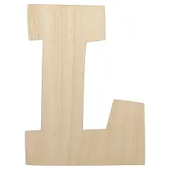 Letter L Uppercase Fun Bold Font Unfinished Wood Shape Piece Cutout for DIY Craft Projects