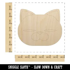 Round Cat Face Tired Unfinished Wood Shape Piece Cutout for DIY Craft Projects