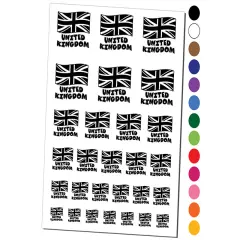 United Kingdom with Waving Flag Union Jack Cute Temporary Tattoo Water Resistant Fake Body Art Set Collection Brown