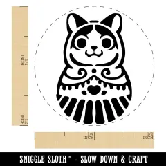 Cat Russian Nesting Doll Matroyshka Babushka Self-Inking Rubber Stamp Ink Stamper for Stamping Crafting Planners Brown