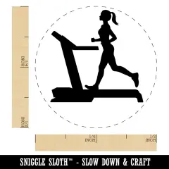 Woman Running on Treadmill Cardio Workout Gym Self-Inking Rubber Stamp Ink Stamper for Stamping Crafting Planners Orange